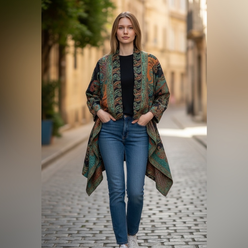 Parsley & Sage Multicolor Paisley Cardigan, M